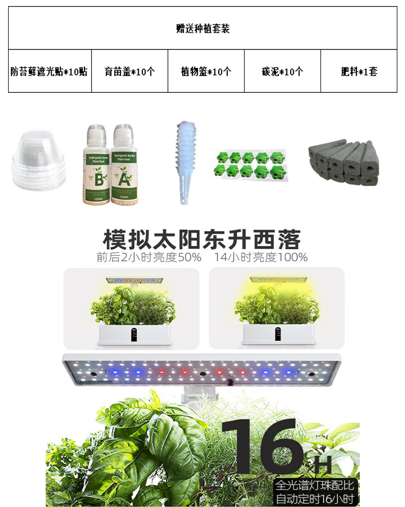 智能水培植物机蔬菜花卉种植机植物生长灯led多肉补光灯多肉补光